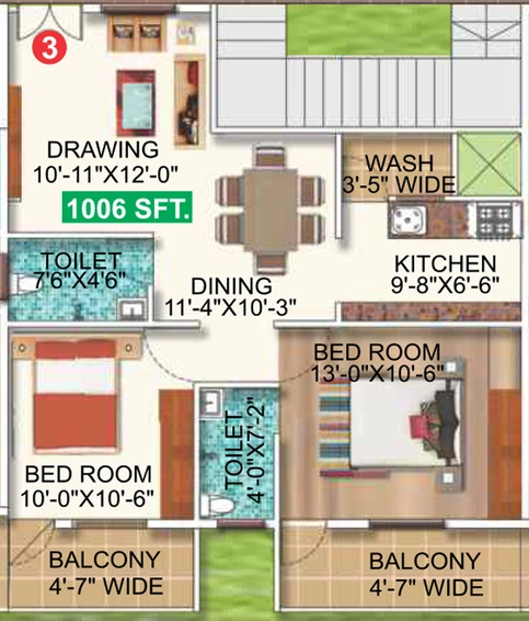 2 BHK Flat in SM Srinivasa Sunridge in Whitefield, Bangalore - Image 802721