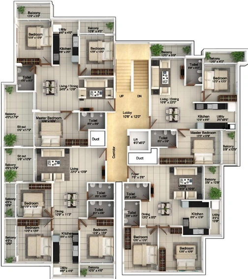 Floor Plan of Mahabaleshwara Classique Mayflower in Yelahanka, Bangalore - Image 129698