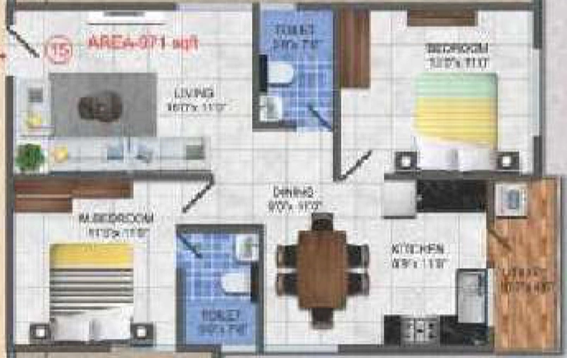 2 BHK Flat in Sree Samruddhi in Whitefield, Bangalore - Image 802753