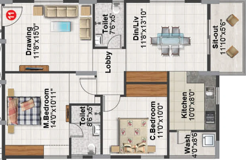 2 BHK Flat in Balaji Aavaas in Whitefield, Bangalore - Image 802760