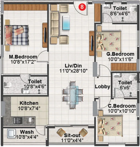 3 BHK Flat in Balaji Aavaas in Whitefield, Bangalore - Image 802761