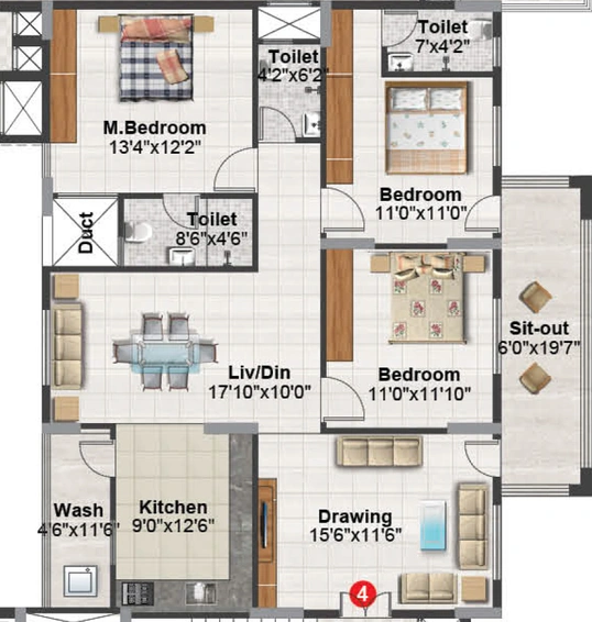 3 BHK Flat in Balaji Aavaas in Whitefield, Bangalore - Image 802763