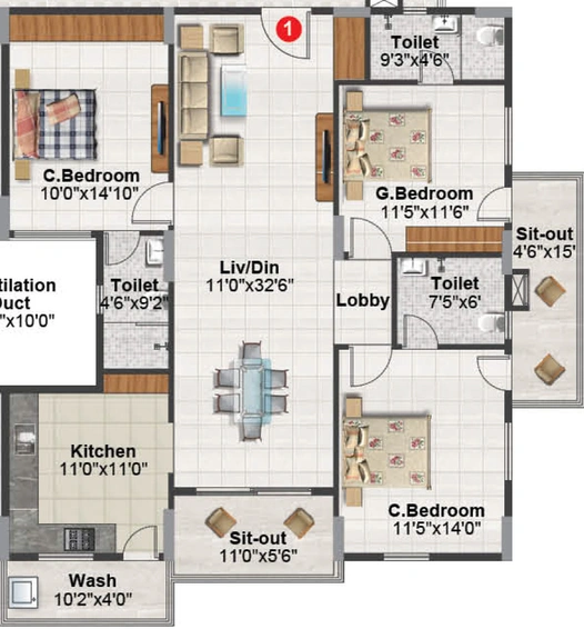 3 BHK Flat in Balaji Aavaas in Whitefield, Bangalore - Image 802764