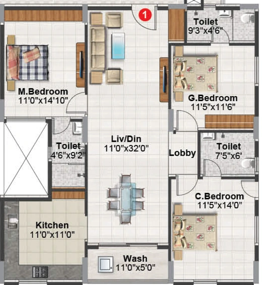 3 BHK Flat in Balaji Aavaas in Whitefield, Bangalore - Image 802762