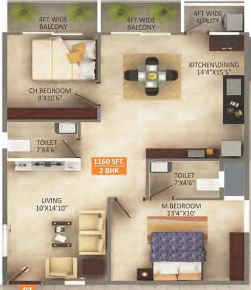 2 BHK Flat in SS Samruddhi in Whitefield, Bangalore - Image 802783