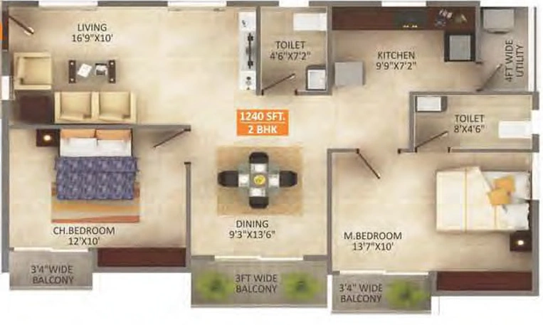 2 BHK Flat in SS Samruddhi in Whitefield, Bangalore - Image 802784