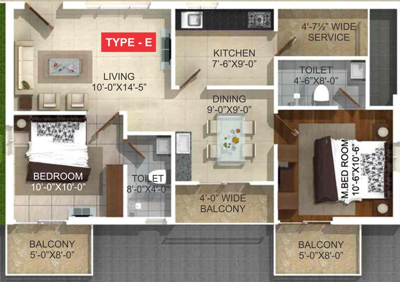 2 BHK Flat in Whitestone Milano in Whitefield, Bangalore - Image 802793