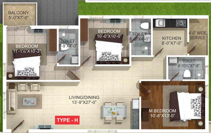 3 BHK Flat in Whitestone Milano in Whitefield, Bangalore - Image 802794