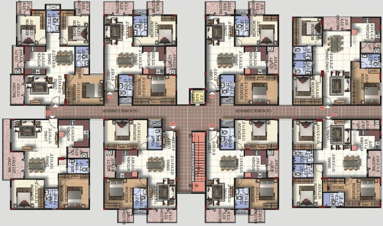 Floor Plan of Vishnu Priya Parimala Riviera in Whitefield, Bangalore - Image 129865