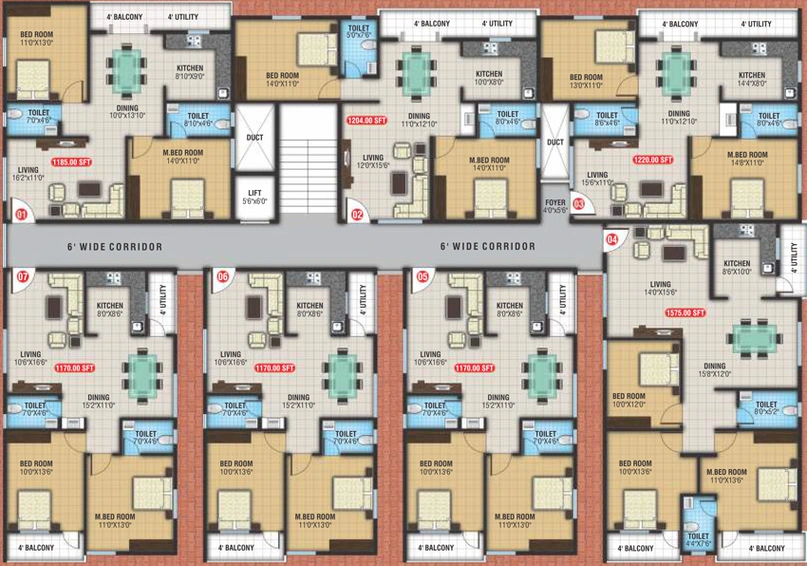 Floor Plan of Parthu Hallmark in Whitefield, Bangalore - Image 129920