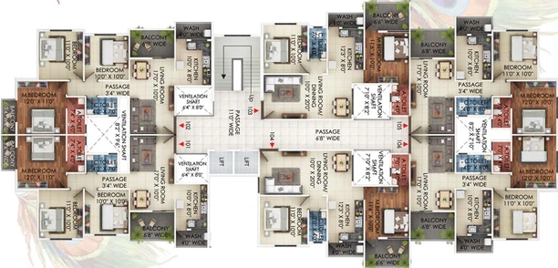 Floor Plan of Gokul Hrishikesh Residency in Zingabai Takli, Nagpur - Image 129940
