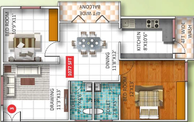 2 BHK Flat in Samiksha SR Crystal Park in Varthur, Bangalore - Image 802861