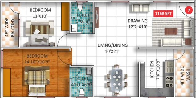 2 BHK Flat in Samiksha SR Crystal Park in Varthur, Bangalore - Image 802862