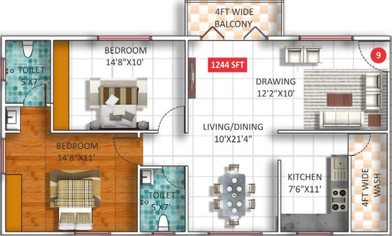 2 BHK Flat in Samiksha SR Crystal Park in Varthur, Bangalore - Image 802864