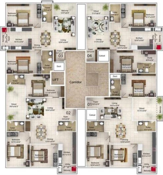 Floor Plan of Mahabaleshwara Classique Temple Tree in Yelahanka, Bangalore - Image 129967