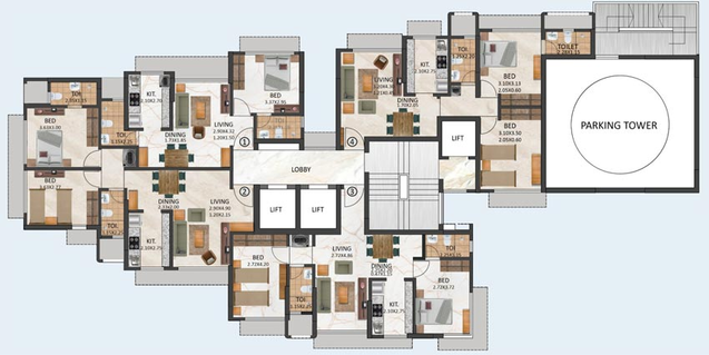 Floor Plan of Parshva Avenue in Kandivali West, Mumbai - Image 101311