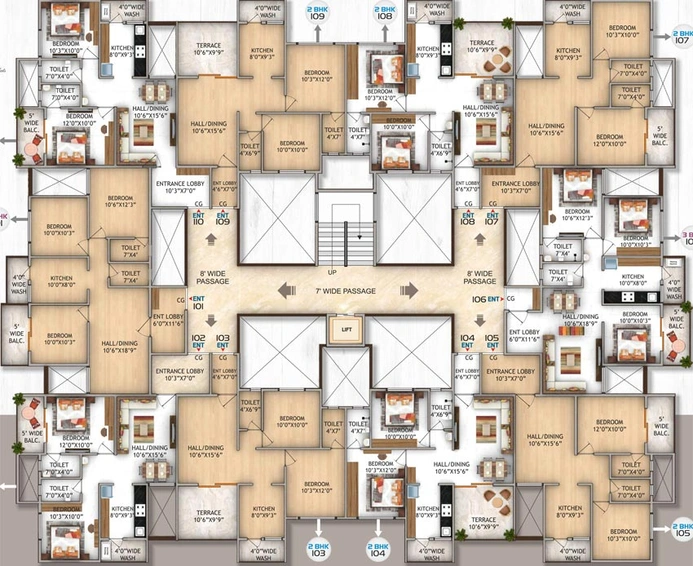Floor Plan of Krishna Vihar in Zingabai Takli, Nagpur - Image 130085