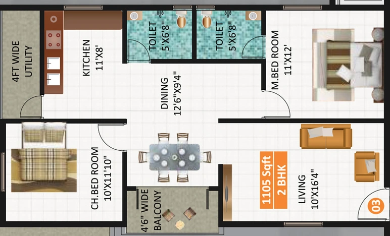 2 BHK Flat in Lennar Edifice in Whitefield, Bangalore - Image 802933