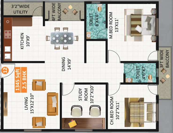 2.5 BHK Flat in Lennar Edifice in Whitefield, Bangalore - Image 802935