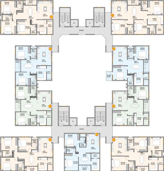 Floor Plan of RM Preethi Woods in Thanisandra, Bangalore - Image 130183