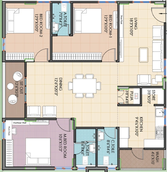 3 BHK Flat in Ark Aptha in Karmanghat, Hyderabad - Image 802959