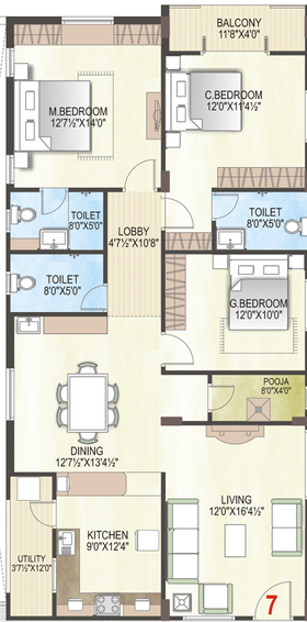 3 BHK Flat in AVL Prakruthi in Manikonda, Hyderabad - Image 802963