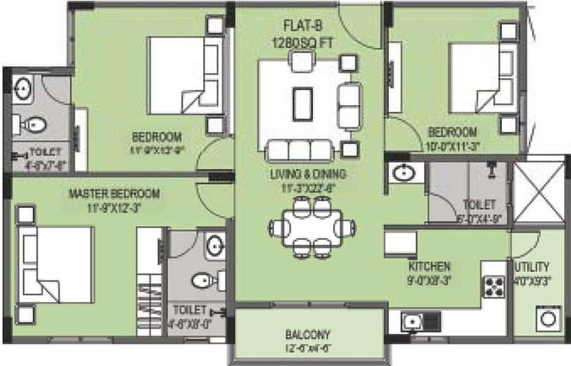 3 BHK Flat in SS South Crest in Electronic City, Bangalore - Image 802971