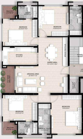 4 BHK Flat in Future Bunglow 10 in Jagatpura, Jaipur - Image 660290