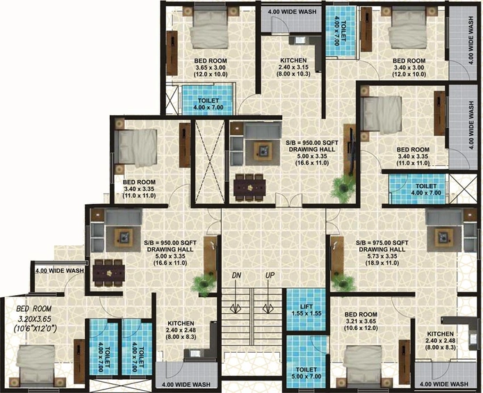 Floor Plan of Nupur Bharat Heights in Friends Colony, Nagpur - Image 130242