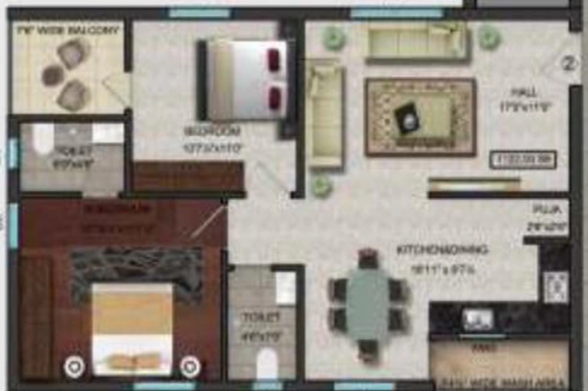 2 BHK Flat in DJS Akshayas Fortune Heights in Bowrampet, Hyderabad - Image 802989