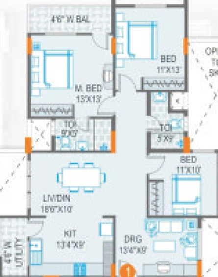 3 BHK Flat in SMR Vinay Endeavour in Whitefield, Bangalore - Image 802991