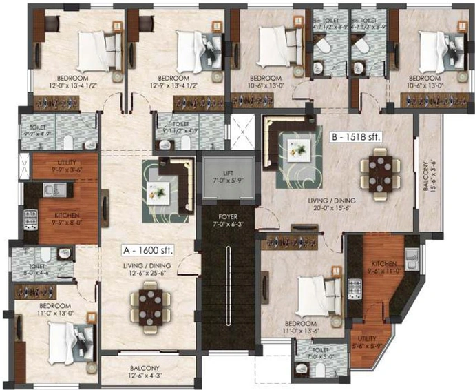 Floor Plan of New Venus Signature in Kilpauk, Chennai - Image 130483