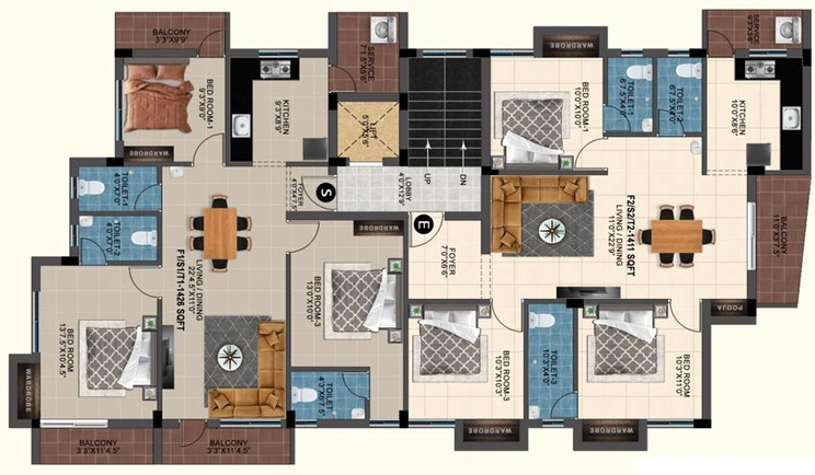 Floor Plan of MP Golden Stone in Chromepet, Chennai - Image 130519