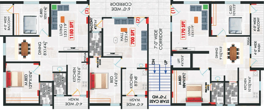 Floor Plan of Confident Sri Balaji Residency in Ameenpur, Hyderabad - Image 130600