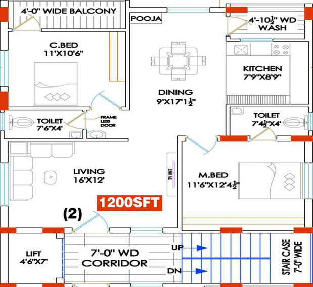 2 BHK Flat in Confident Sri Manikanta Residency in Miyapur, Hyderabad - Image 803113