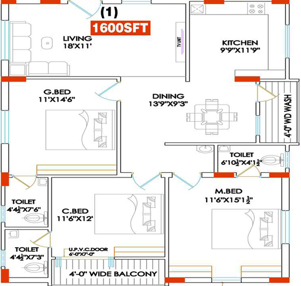 3 BHK Flat in Confident Sri Manikanta Residency in Miyapur, Hyderabad - Image 803114