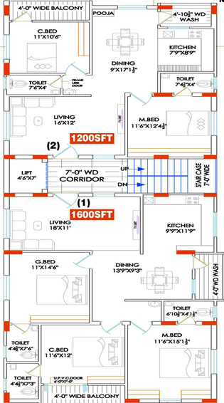 Floor Plan of Confident Sri Manikanta Residency in Miyapur, Hyderabad - Image 130608