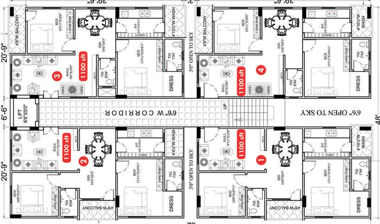 Floor Plan of Confident Vishwas Hill view in Appa Junction, Hyderabad - Image 130624