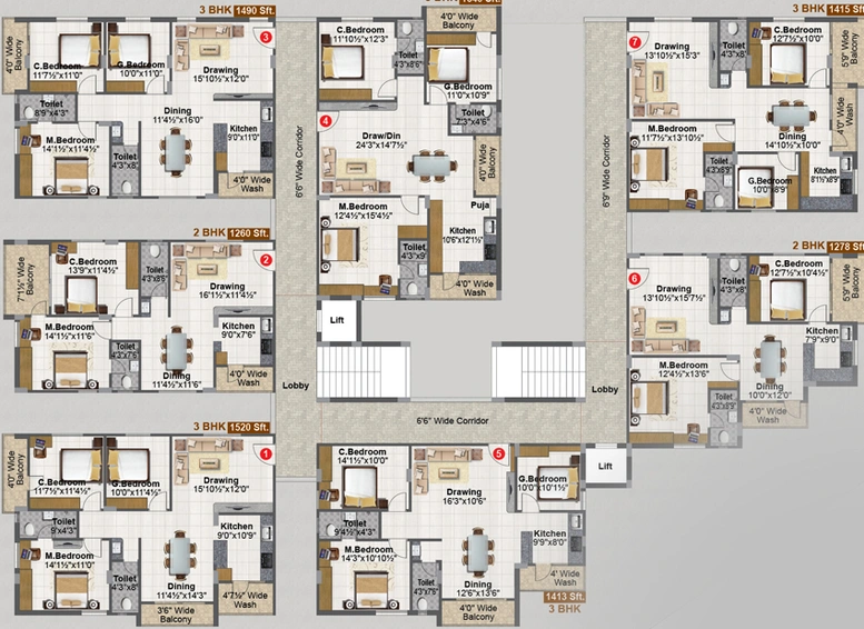 Floor Plan of Fortune Gold Finch in Puppalaguda, Hyderabad - Image 130674