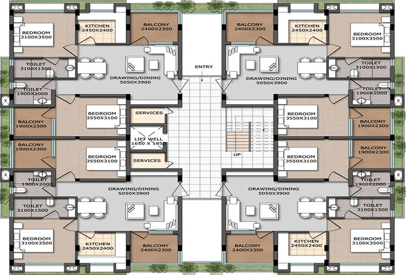 Floor Plan of Vedic IVY Greens in Rajarhat, Kolkata - Image 170989
