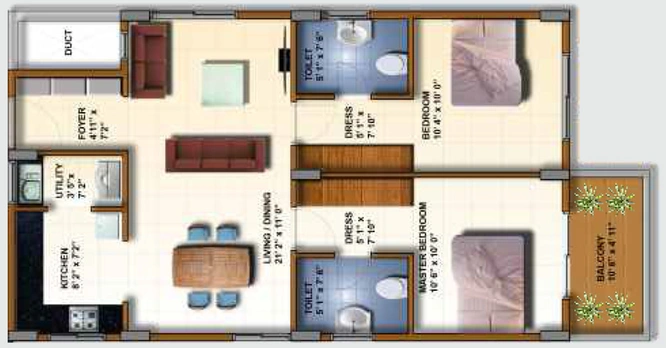 2 BHK Flat in Vijaya SpringWoods in Begur, Bangalore - Image 803189