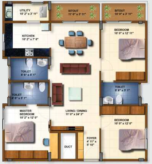 3 BHK Flat in Vijaya SpringWoods in Begur, Bangalore - Image 803191