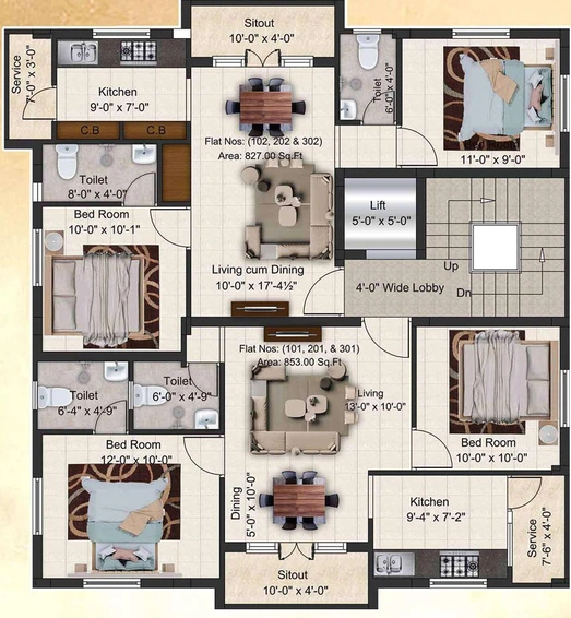 Floor Plan of Sai Aishwaryam in Thiruvanmiyur, Chennai - Image 130960