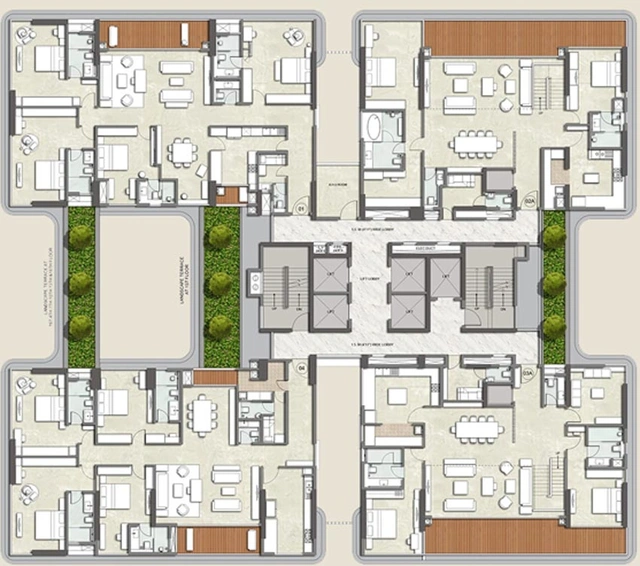 Floor Plan of Kalpataru One Crest in Nungambakkam, Chennai - Image 131032