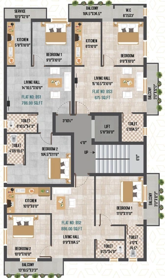 Floor Plan of ACS Diamond A in Pozhichalur, Chennai - Image 131074