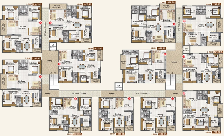 Floor Plan of Fortune Green Golden Oriole in Manikonda, Hyderabad - Image 131099