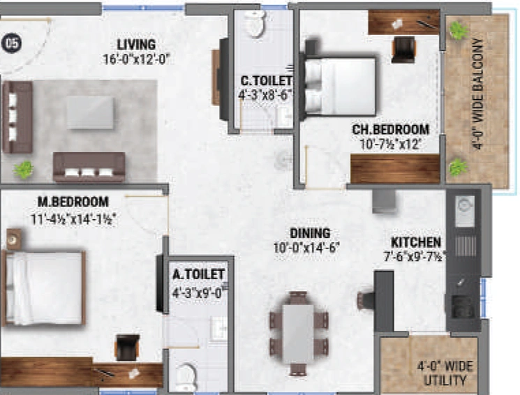 2 BHK Flat in Fortune Greenhomes Swan in Nizampet, Hyderabad - Image 803315