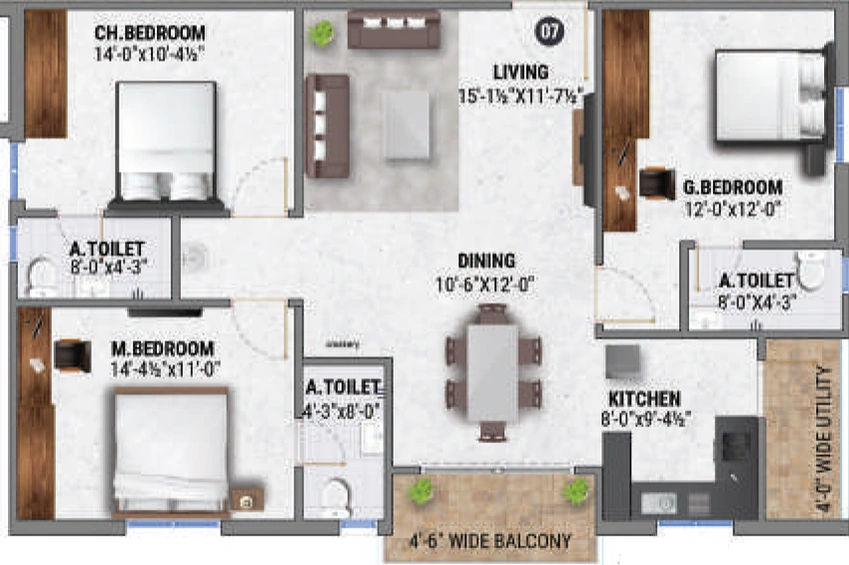 3 BHK Flat in Fortune Greenhomes Swan in Nizampet, Hyderabad - Image 803317