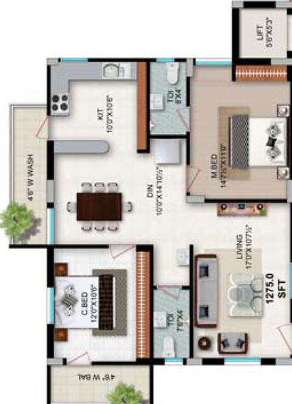 2 BHK Flat in Goldstone Maple Homes in Manikonda, Hyderabad - Image 803344