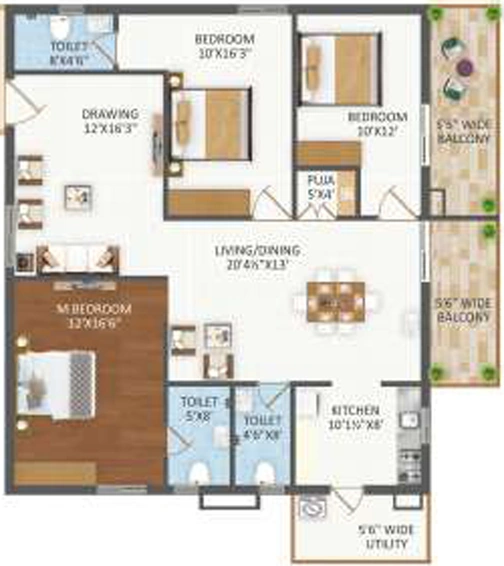 3 BHK Flat in Mahalaxmis Sri Nilayam in Uppal, Hyderabad - Image 803361